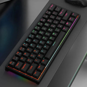 MUCAI MK61 USB Gaming Mechanical Keyboard – 61 Keys, Red Switch, RGB Backlit, Hot-Swappable with Hooks