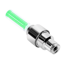 Tire Tyre Valve LED Air Nozzle Green - Pair - High Quality Aluminum Led Tyre Valve Caps | Wheel Tire Covered Protector Dust Cover