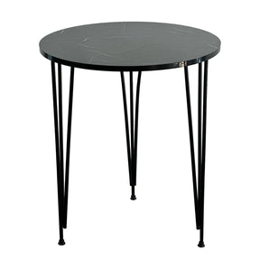 "Modern Round Black Table with Metal Legs – Elegant Dining/Side Table"