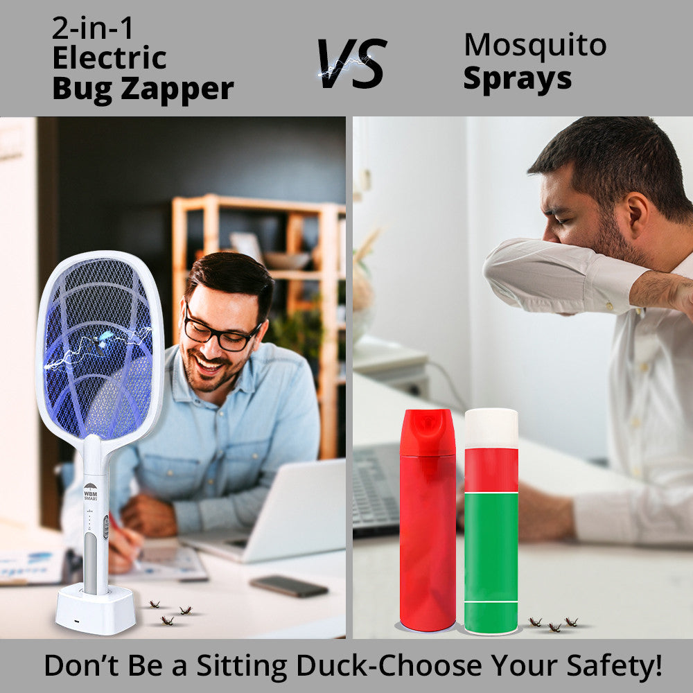 2 In 1 Electric Mosquito Killer With UV Light LED Lamp Summer Mosquito Trap Racket Anti Insect Bug Zapper USB Rechargeable KS
