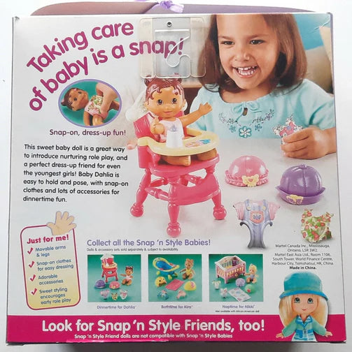 DOLL SNAP N STYLE BABIES DINNERTIME FOR DAHLIA K6695/96 FISHER PRICE