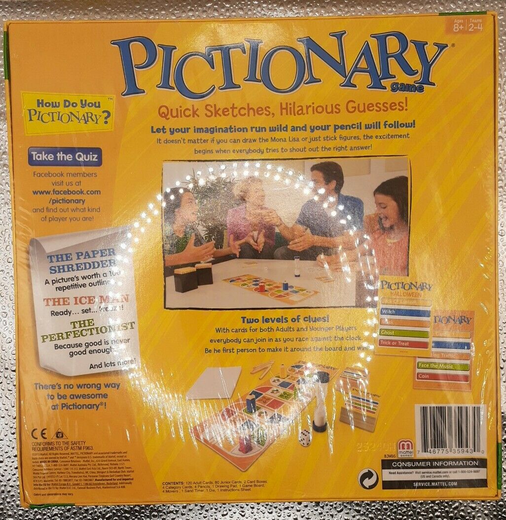 Pictionary 2013 Quick Sketches Family Board Game Mattel