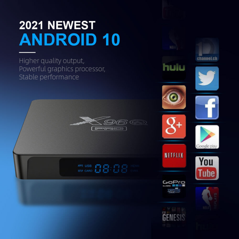 Android 10.0 Smart TV Box Set 4/64GB RAM Quad Core Wi-Fi 4K Media Player X96Q Pro