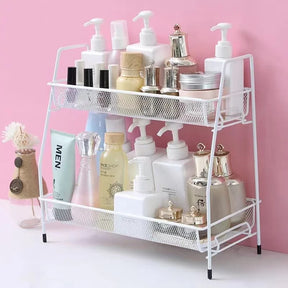 2Tier Detachable Iron Countertop Storage Shelf Organizing Bathroom Kitchen Office Desk Vanity Makeup Balcony Standing Spice Rack